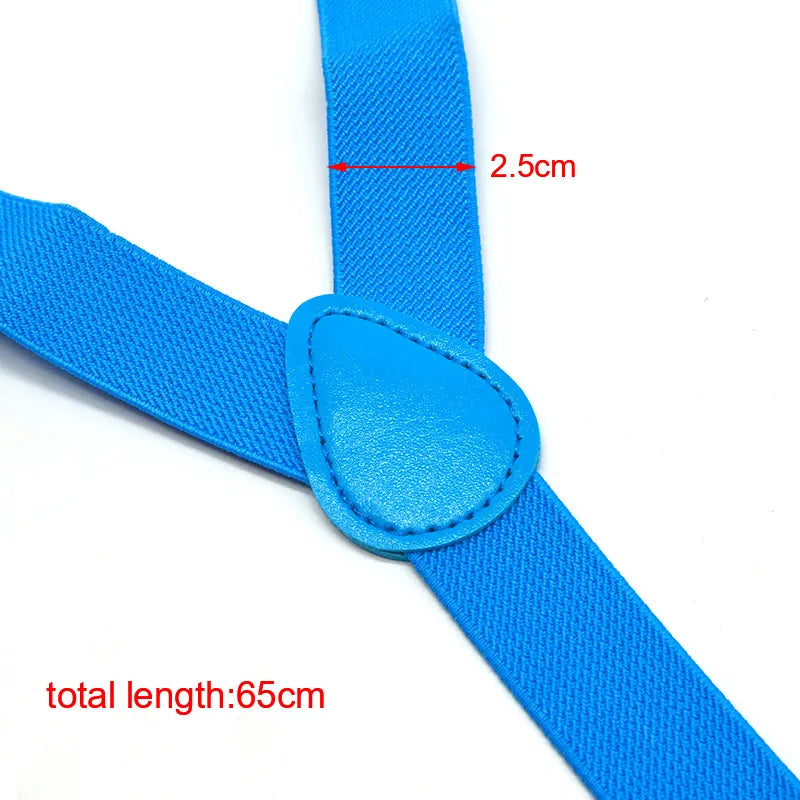 UNI Soild Color Children Belt Bowtie Set Boys Girls Suspenders Clip-on Y-Back Braces Bow Tie Elastic Kids Adjustable(pak of 2 pics)