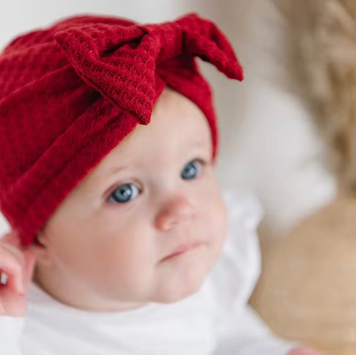 【HOT】 Infant Baby Girls Bow Hat With Solid Color, High Elasticity Casual Newborn Soft Head Wraps Turban Accessory 0-18M