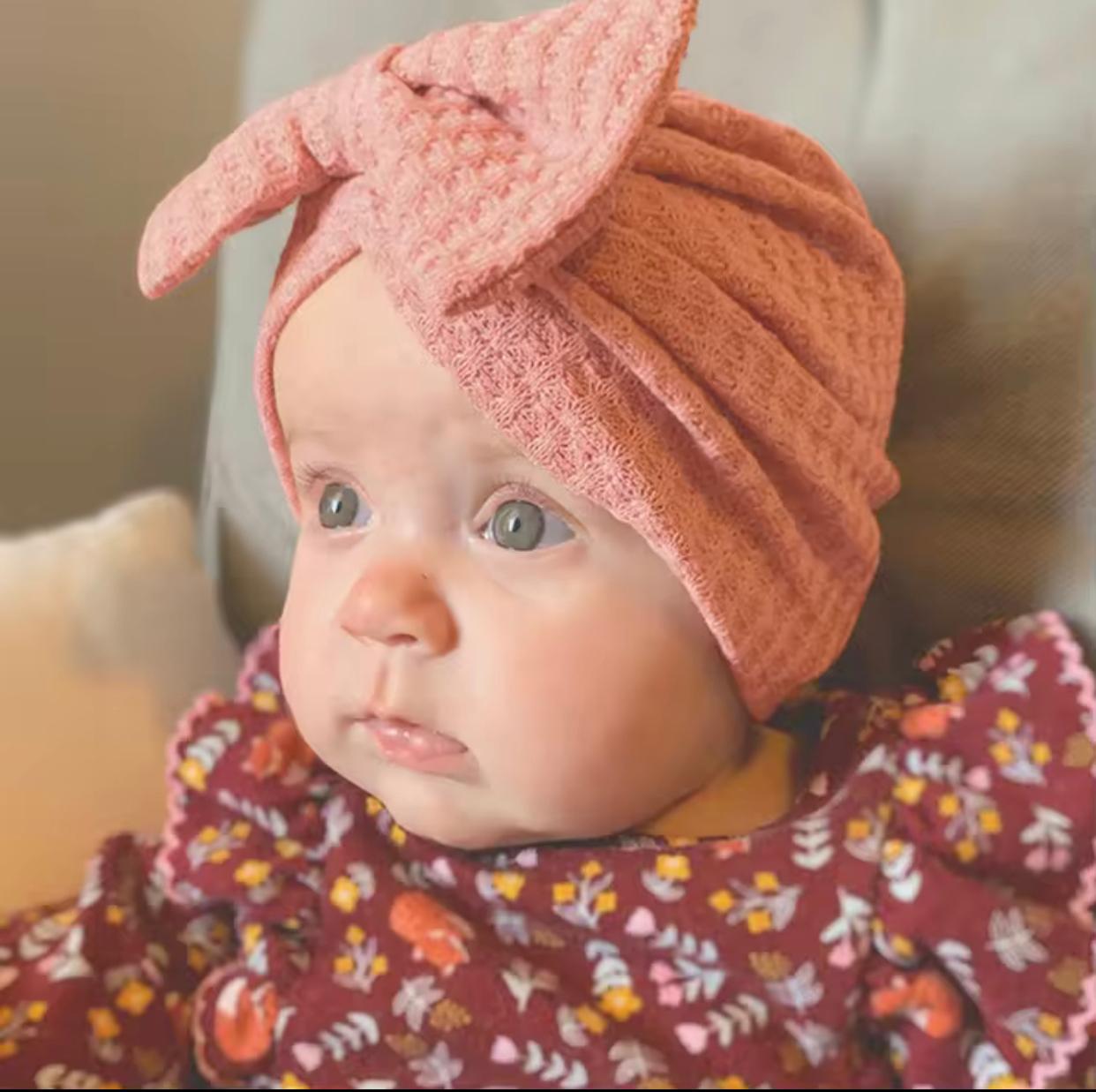 Baby Hat Soft Bow Baby Girls Boys Turban Hat Solid Color Newborn Infant Cap Knitted Beanies Toddler Headwraps Kids Headwear