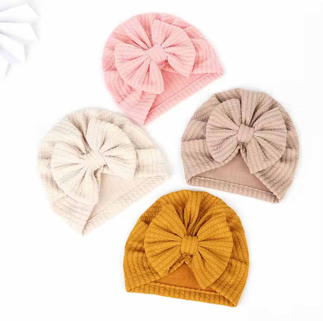Baby Hat Soft Bow Baby Girls Boys Turban Hat Solid Color Newborn Infant Cap Knitted Beanies Toddler Headwraps Kids Headwear
