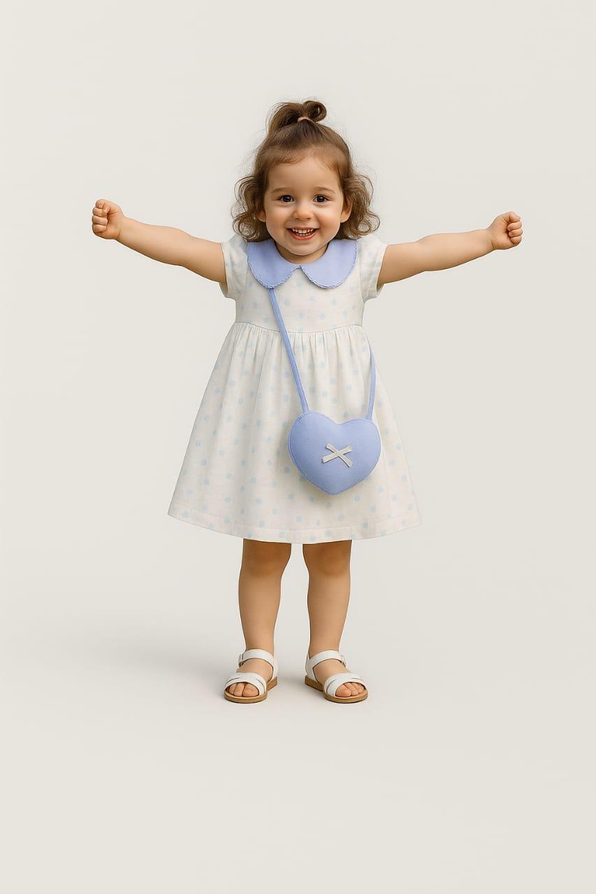 sky blue Striped Bow Dress for Girls (1–3 Years)